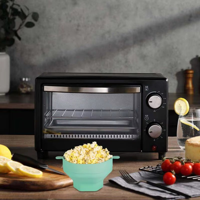 Collapsible Silicone Microwave Popcorn Popper Bowl with Lid – image 5