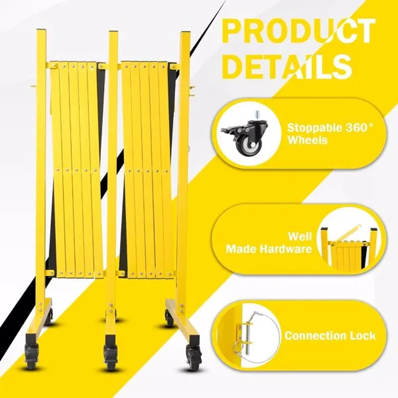 17 FT Metal Expandable Barricade with Casters, Portable Driveway Gate – image 7