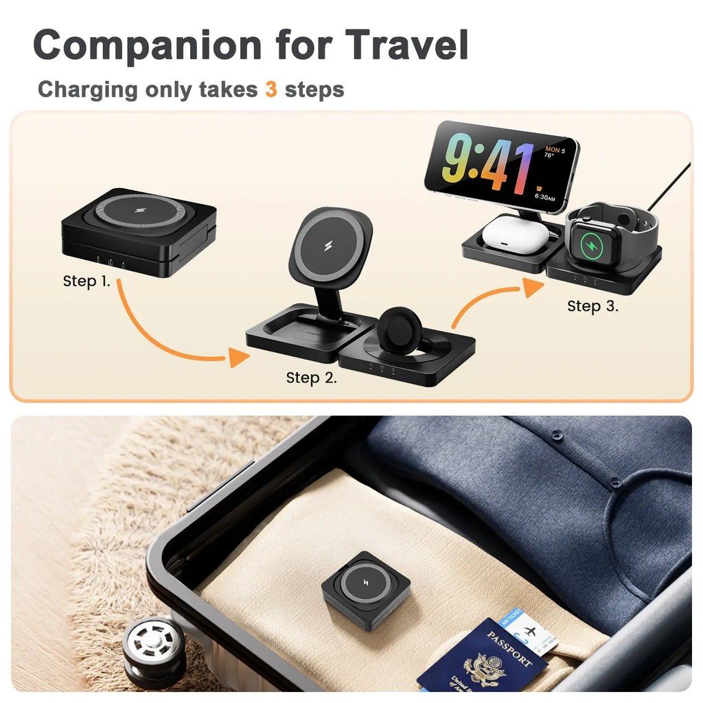 Magnetic Wireless Charger Stand 3-in-1, Foldable Charging Station – image 11