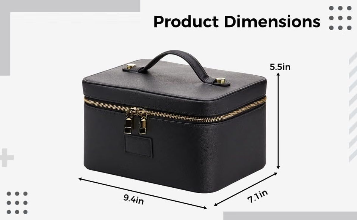 Makeup Organizer Bag, PU Leather Travel Case with Dividers – image 4