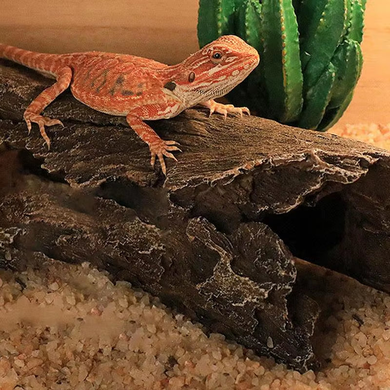 Resin Reptile Hide Cave, Bark-Texture Hideout for Snakes and Lizards – image 3