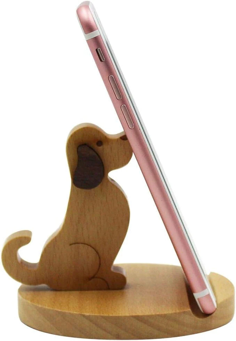 Wooden Dog Phone Stand for Desk – image 5