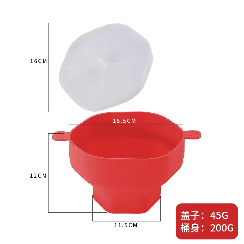 Collapsible Silicone Microwave Popcorn Popper Bowl with Lid
