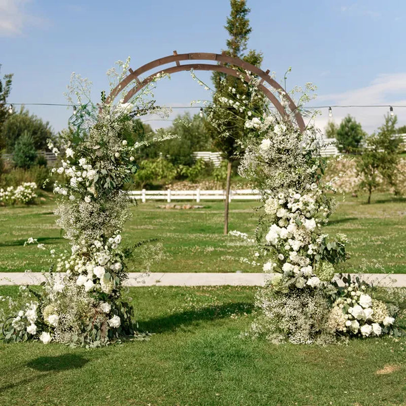 7 Ft Wooden Wedding Arch Arbor With Side Trellis, Dark Brown – image 16