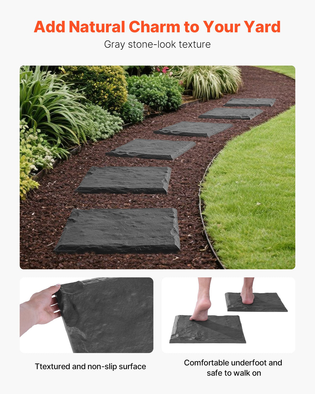 Decorative Stepping Stones 8 Pack, 15.5 in Stone-Look Path Pavers – image 5
