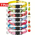 Breakaway Cat Collars 7-Pack - Fruit Pattern Kitten Collars with Bells