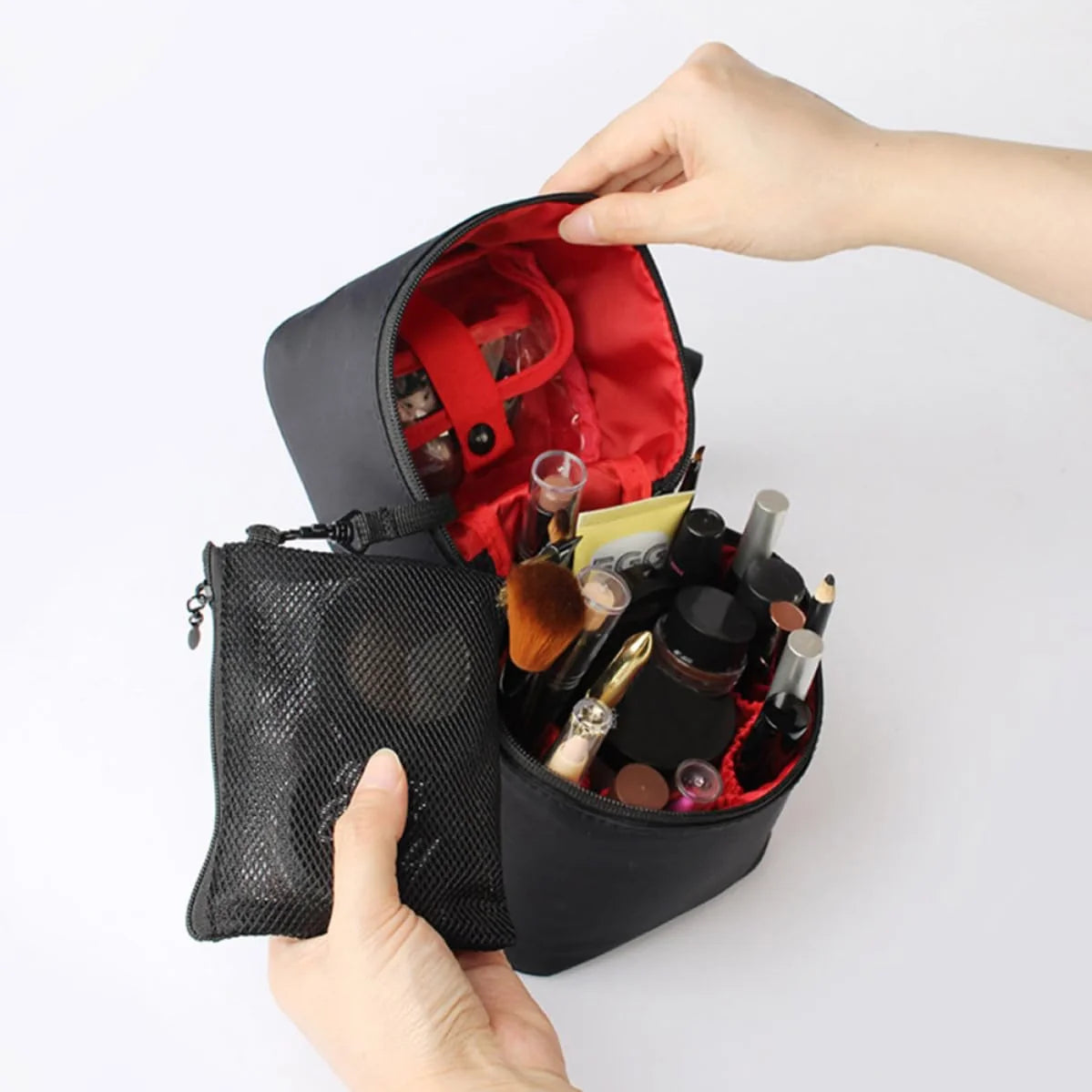 Toiletry Bag – Waterproof Nylon with Top Handle, Black – image 6