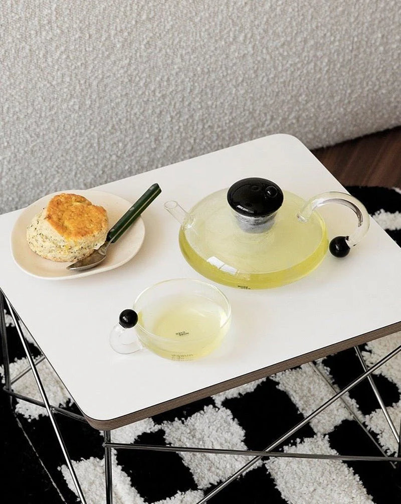 Vintage Glass Tea Set with Infuser Kettle and 2 Cups – image 6