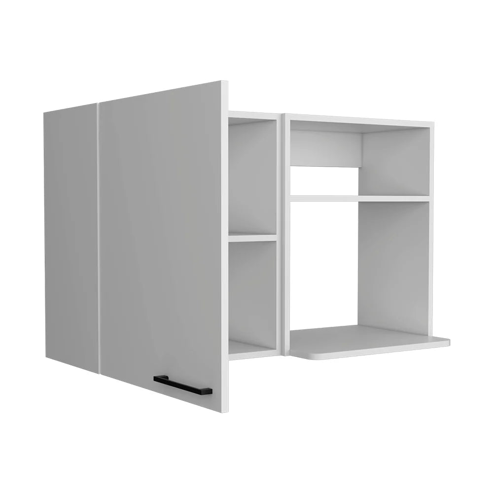 Kitchen Wall Cabinet with 2 Doors and Open Shelves, White Finish – image 6