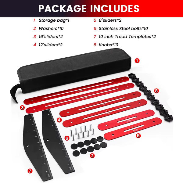 Construction Stair Tread Template Tool - Adjustable 10-60 in Aluminum Jig – image 1