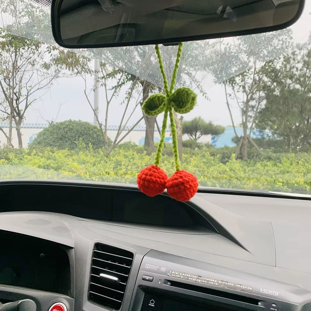 Cherry Flower Car Mirror Charm – Cute Rearview Hanging Decor – image 5