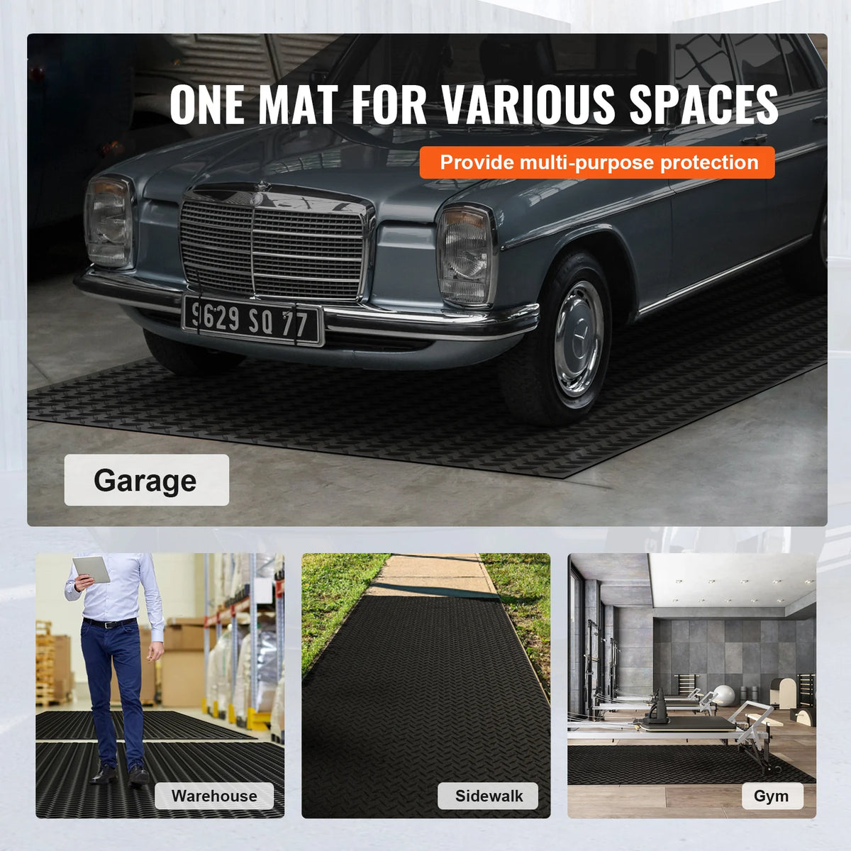Garage Floor Mat Roll, Diamond-Plate Rubber 4 x 10 ft, 3 mm – image 2