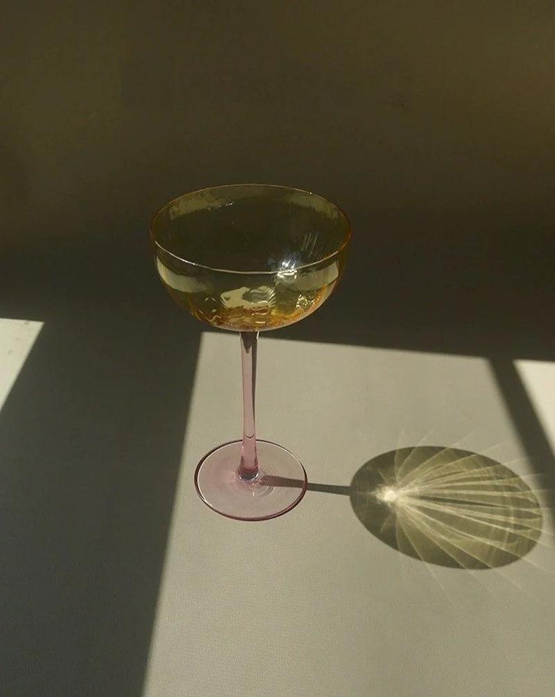 Hand Blown Pastel Cocktail Coupe Glasses, Set of 4 – image 10