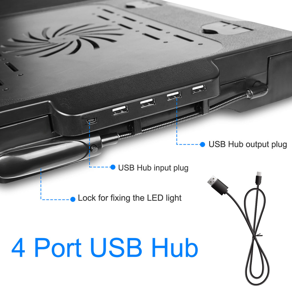 Foldable Laptop Bed Tray with Cooling Fan, LED Light and USB Ports – image 5