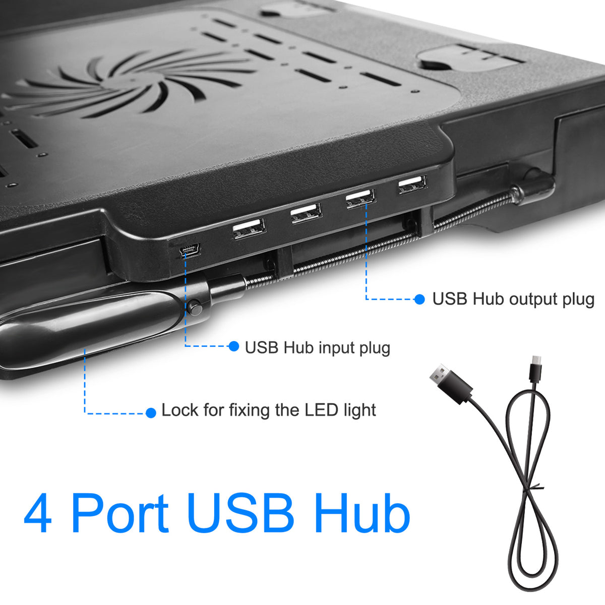Foldable Laptop Bed Tray with Cooling Fan, LED Light and USB Ports – image 5