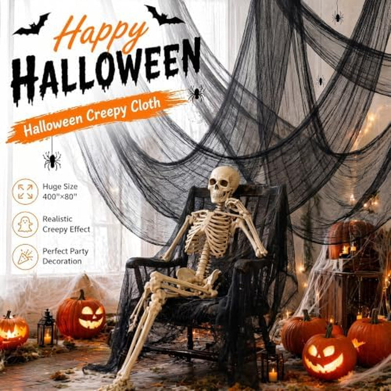 Halloween Creepy Cloth 400x80in Black Gauze Yard Decoration – image 4
