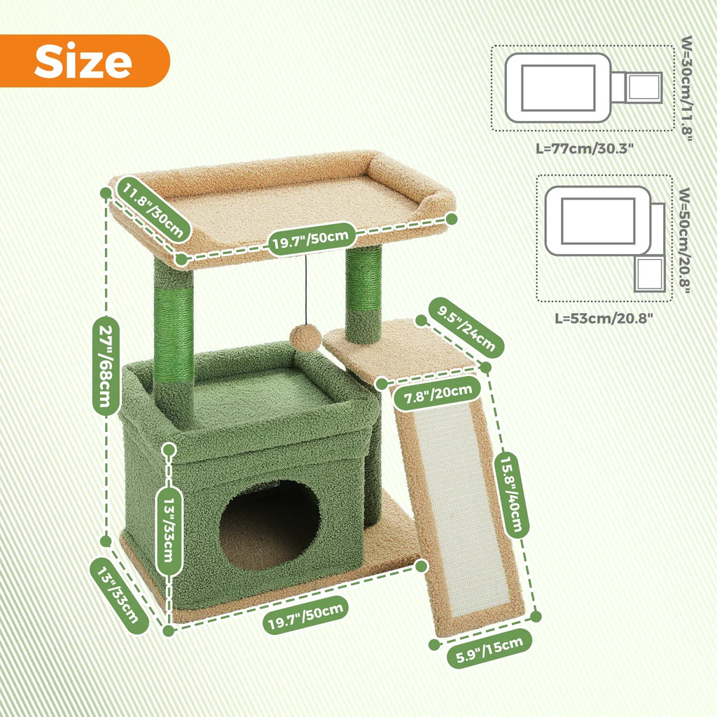 Small Cat Tree with Sisal Scratching Post and Wide Top Perch – image 6