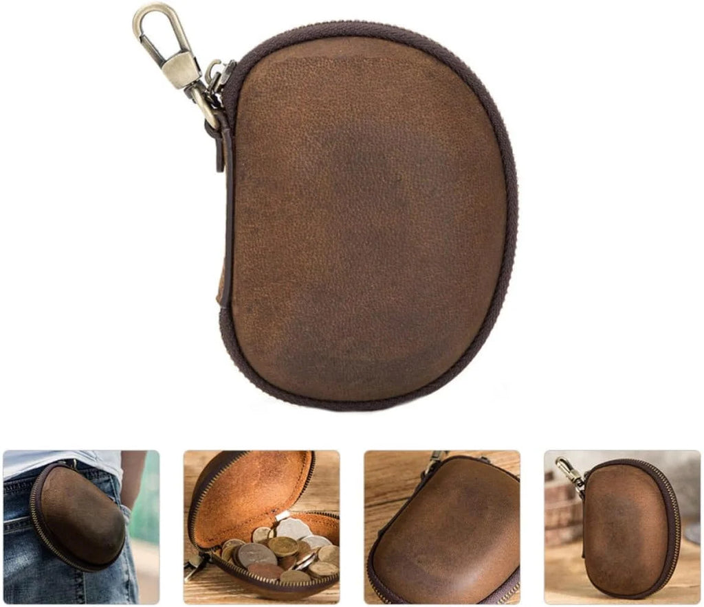 Leather Coin Pouch Keychain – Vintage Mini Coin Purse – image 8