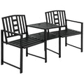 Metal Garden Bench with Center Table, 2-Seat Patio Tete-a-Tete – image 1