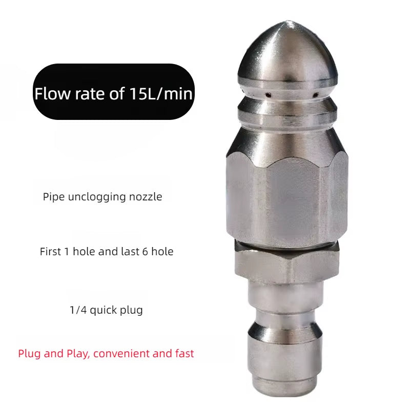 Plumbing Sewer Jetter Nozzle for Pressure Washer – 1/4 in