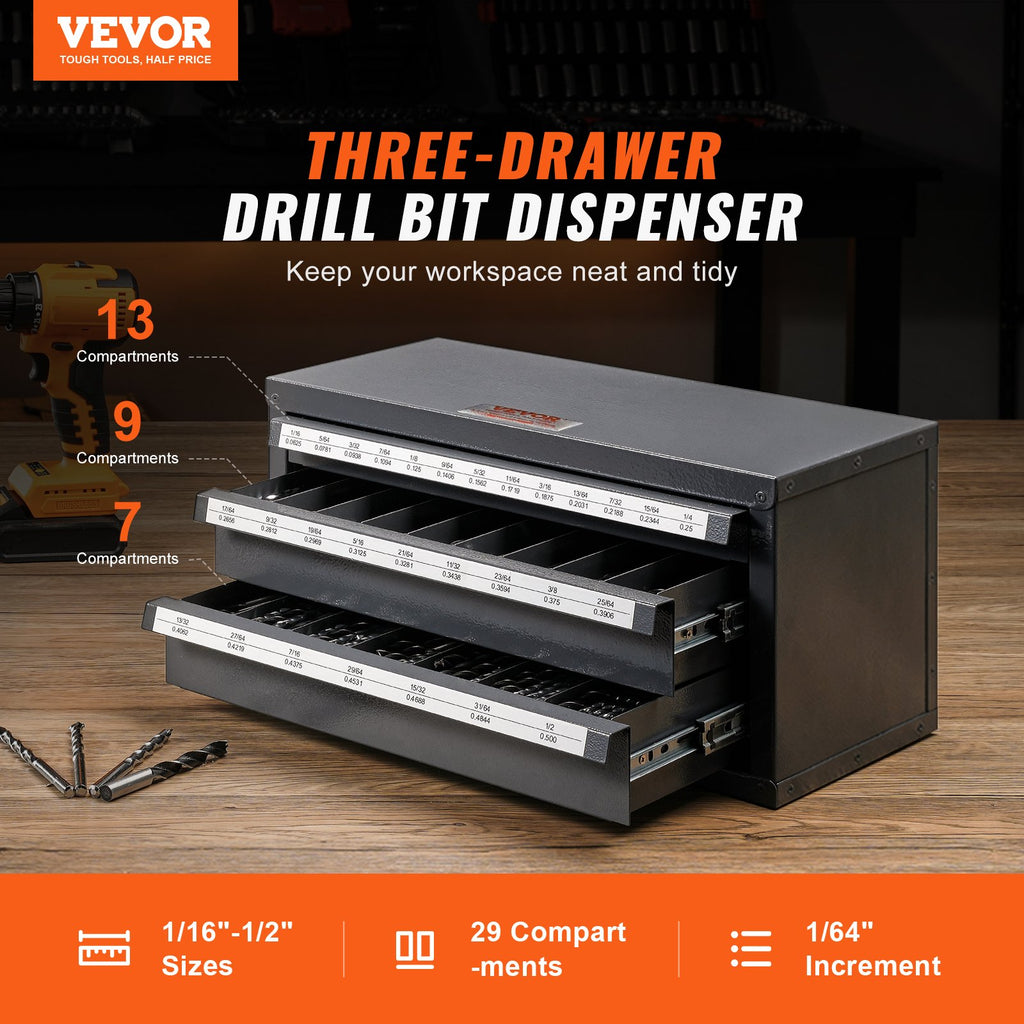 Steel Drill Bit Dispenser Cabinet with 3 Drawers, Stackable – image 2