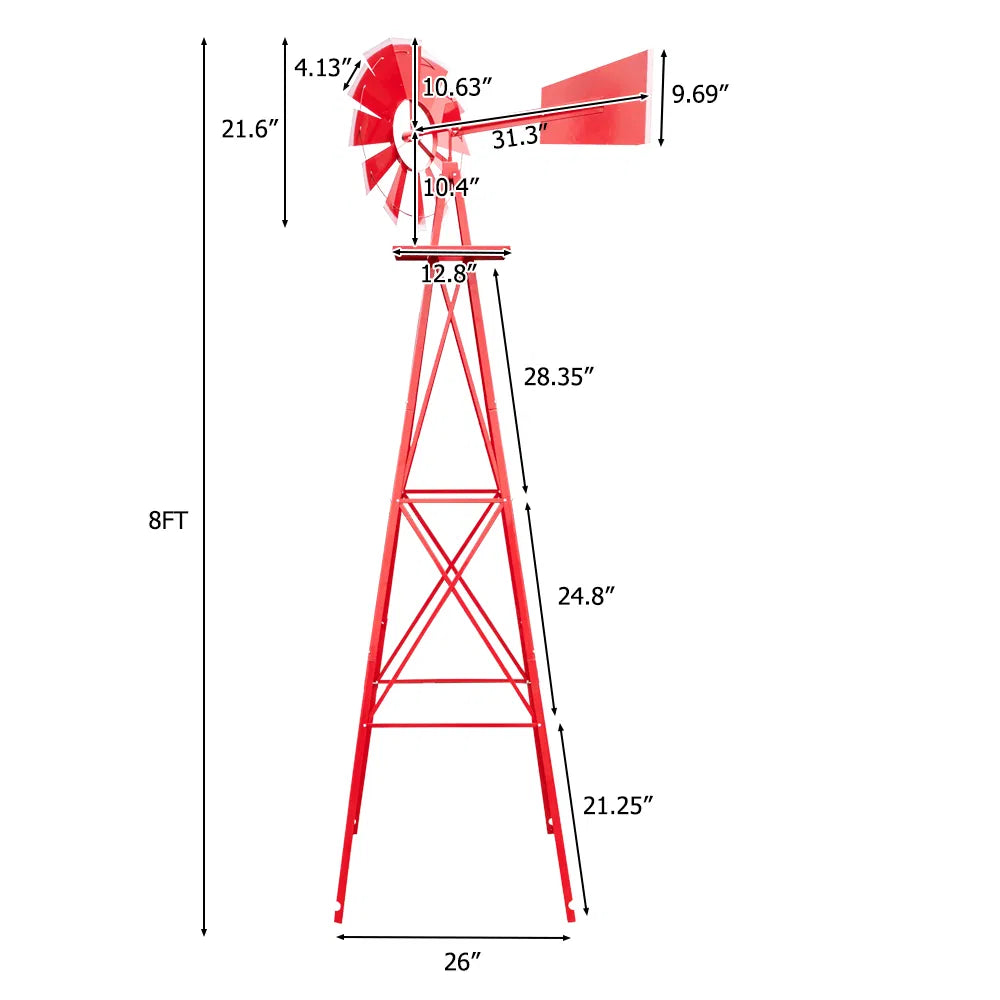 Decorative Garden Windmill 8 Ft, Steel Yard Windmill with Ball Bearing – image 15