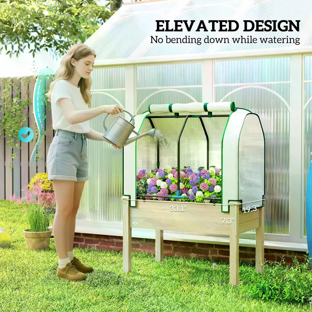 Raised Garden Bed, Wooden with Mini Greenhouse Cover – image 8