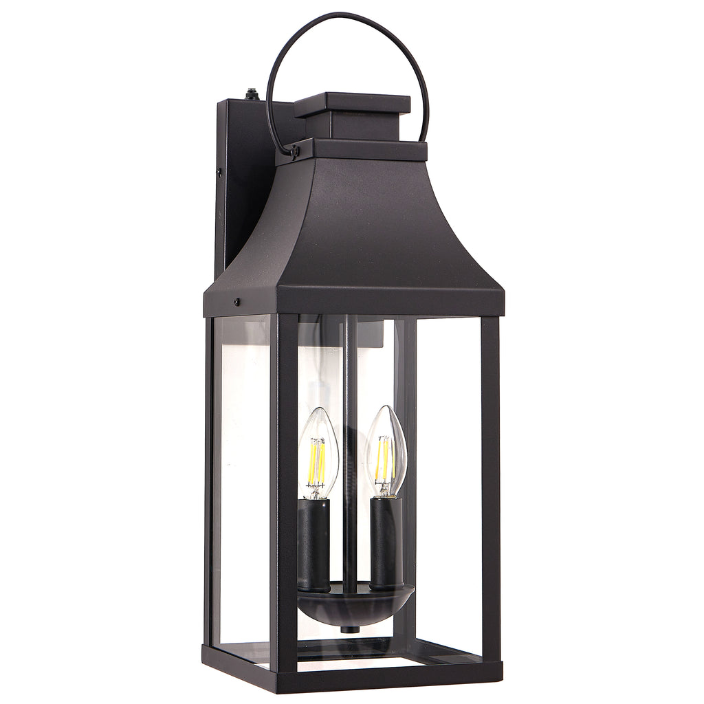 20 Inch Dusk to Dawn Outdoor Wall Light, Black 2-Light Porch Lantern – image 10