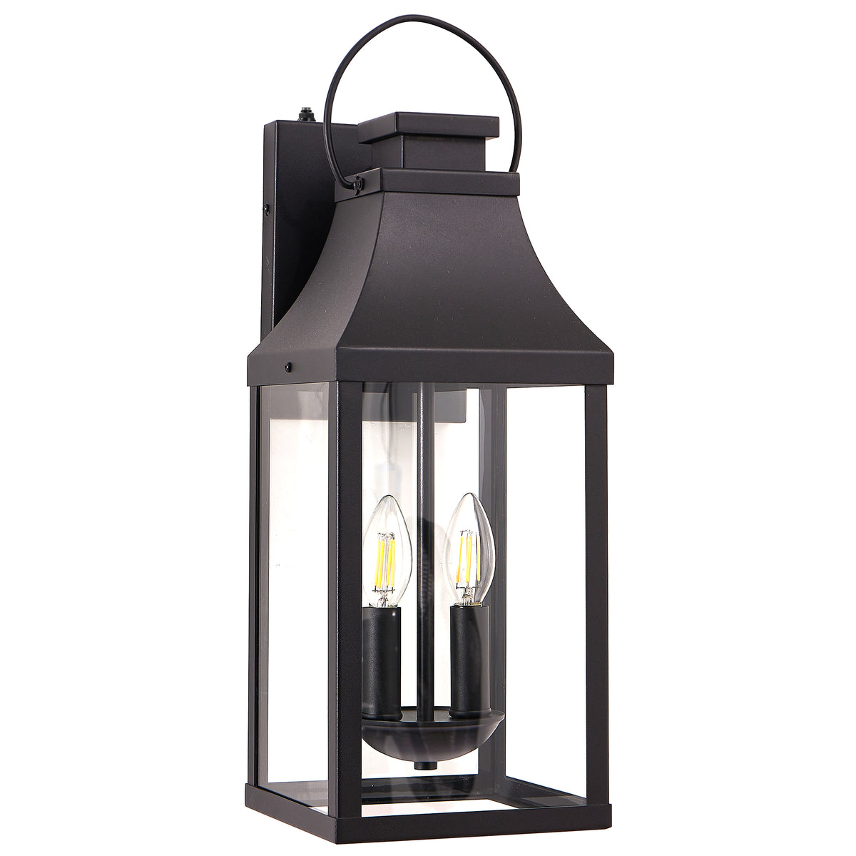 20 Inch Dusk to Dawn Outdoor Wall Light, Black 2-Light Porch Lantern – image 10
