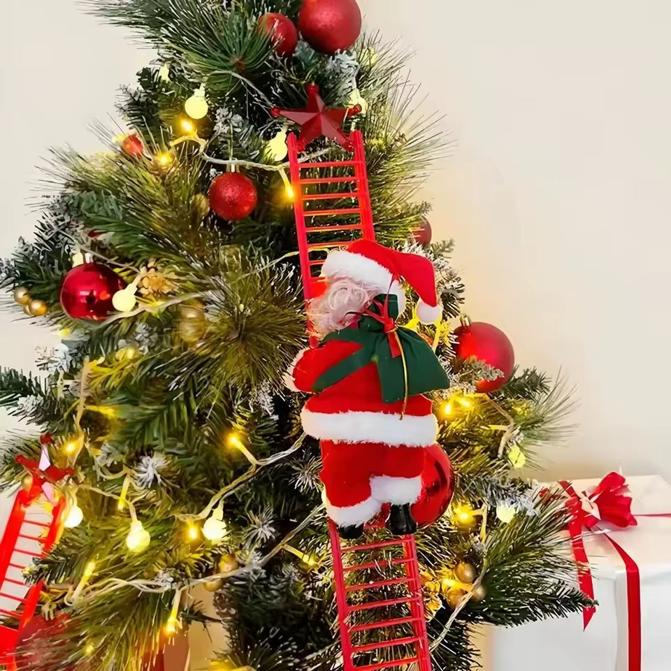 Climbing Santa Ornament – Musical LED Christmas Ladder Decor – image 3