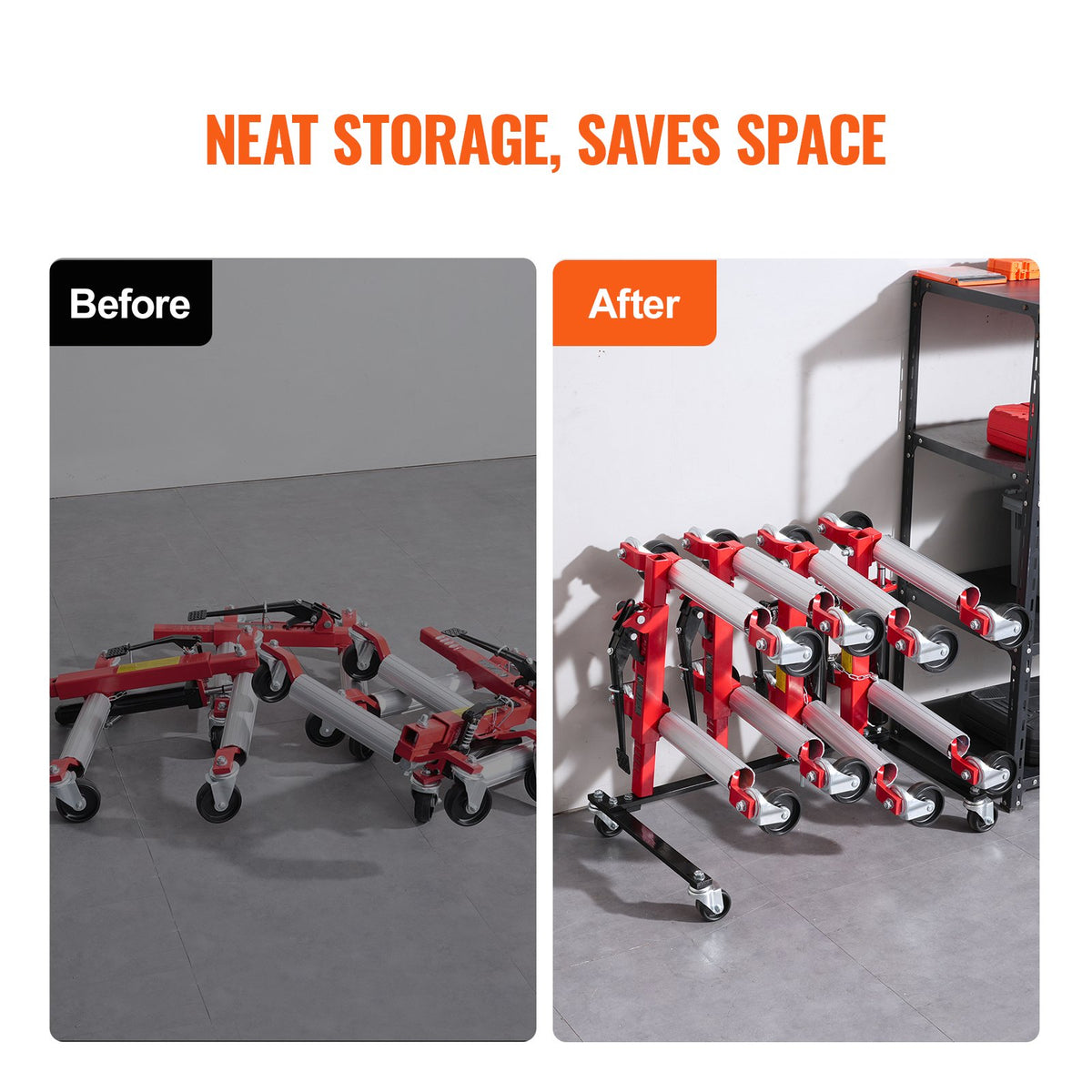 Wheel Dolly Storage Rack for 4 Car Dollies with 360° Swivel Casters – image 4