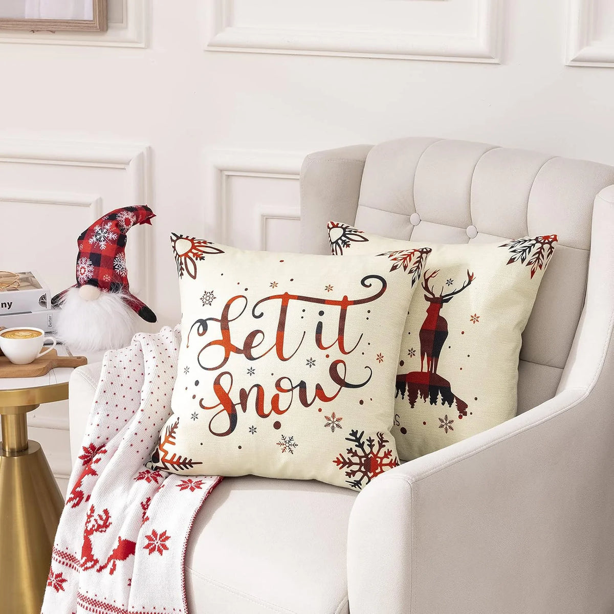 Christmas Pillow Covers - 4-Pack 18 x 18 in Linen-Look Covers – image 7