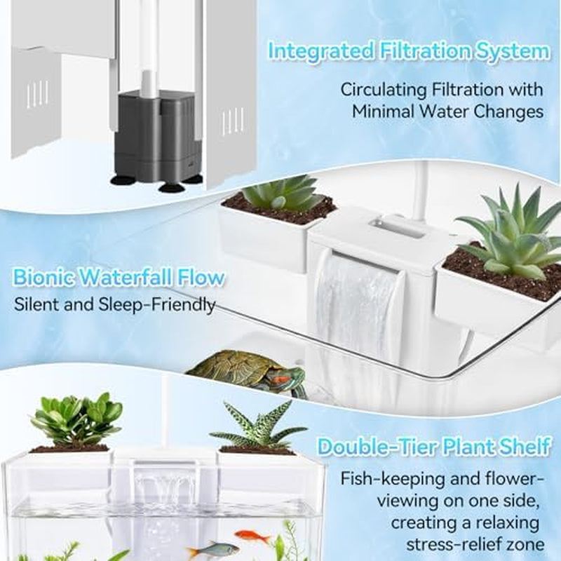 Turtle Tank Kit, Acrylic Starter Aquarium with Lamp & Filter – image 2