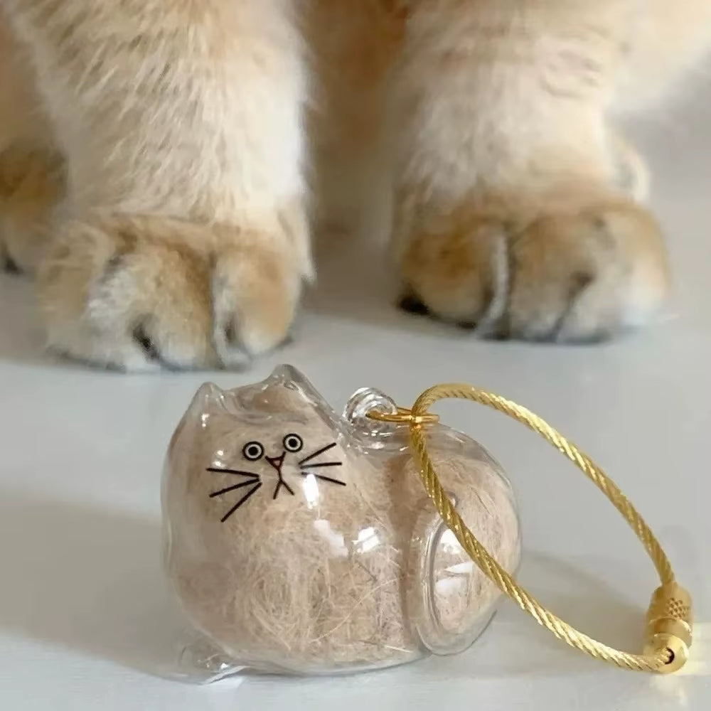 Pet Fur Keepsake Keychain - Clear Memorial Pendant