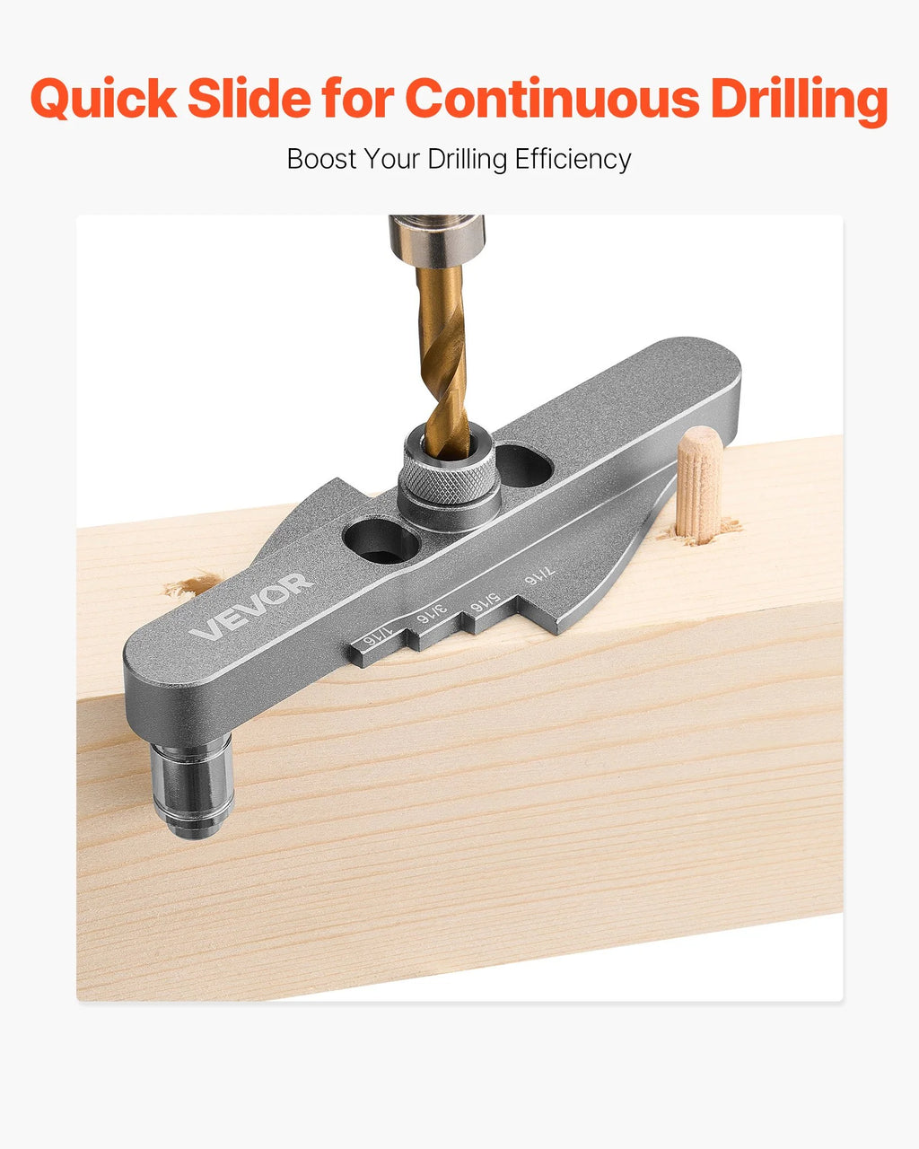 Self-Centering Doweling Jig Kit, 1/4, 5/16, 3/8 in Drill Guide – image 6