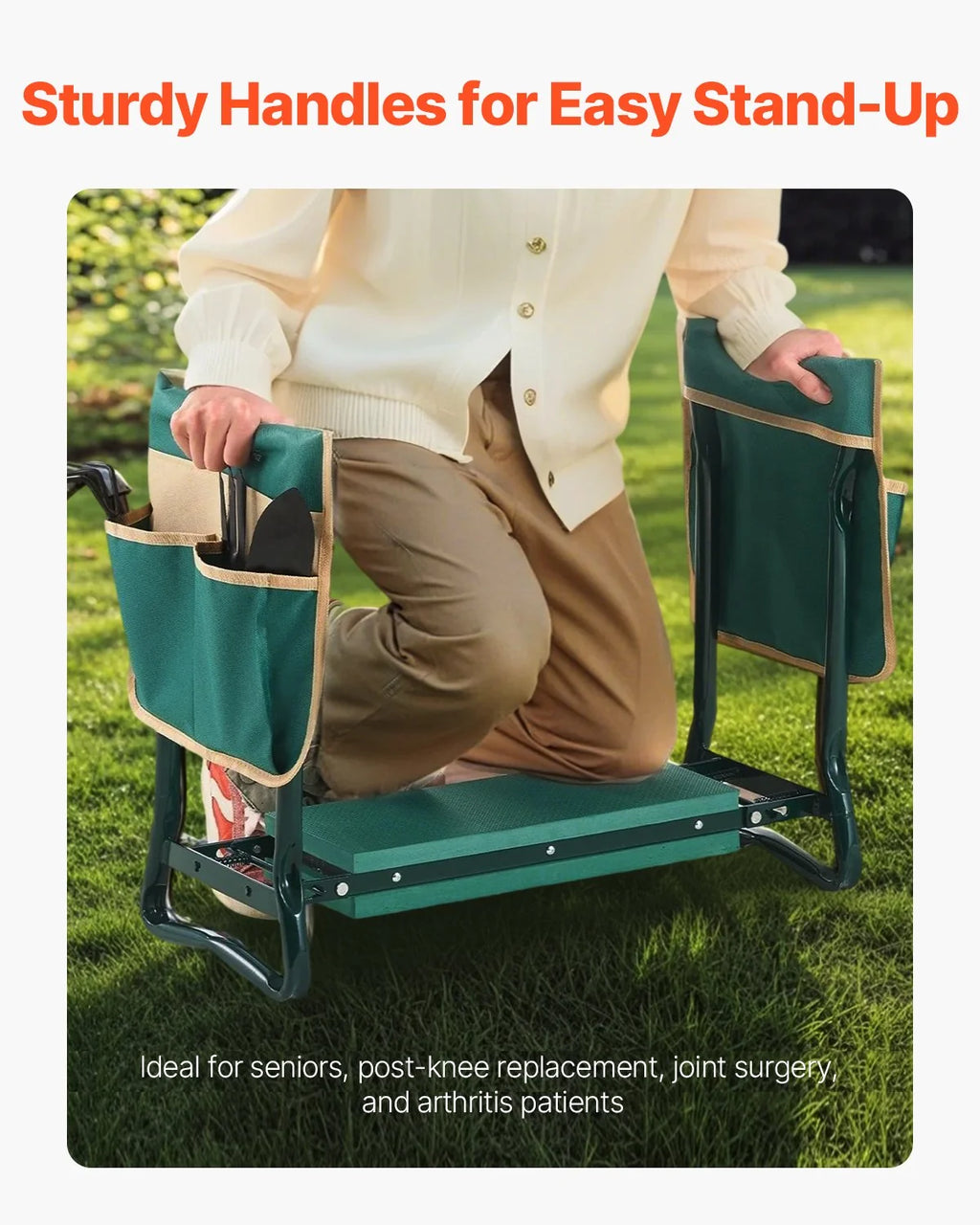 Folding Garden Kneeler Seat with 2 Tool Bags, 330 lb Capacity – image 4