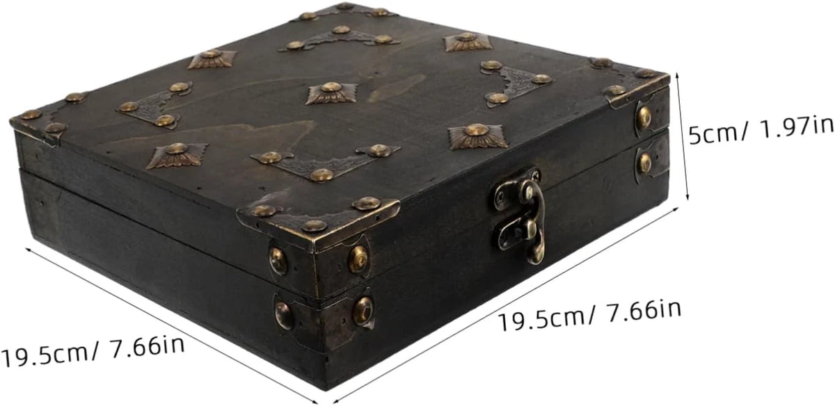 Vintage Wooden Jewelry Box – Square Tabletop Keepsake Case, Coffee – image 2