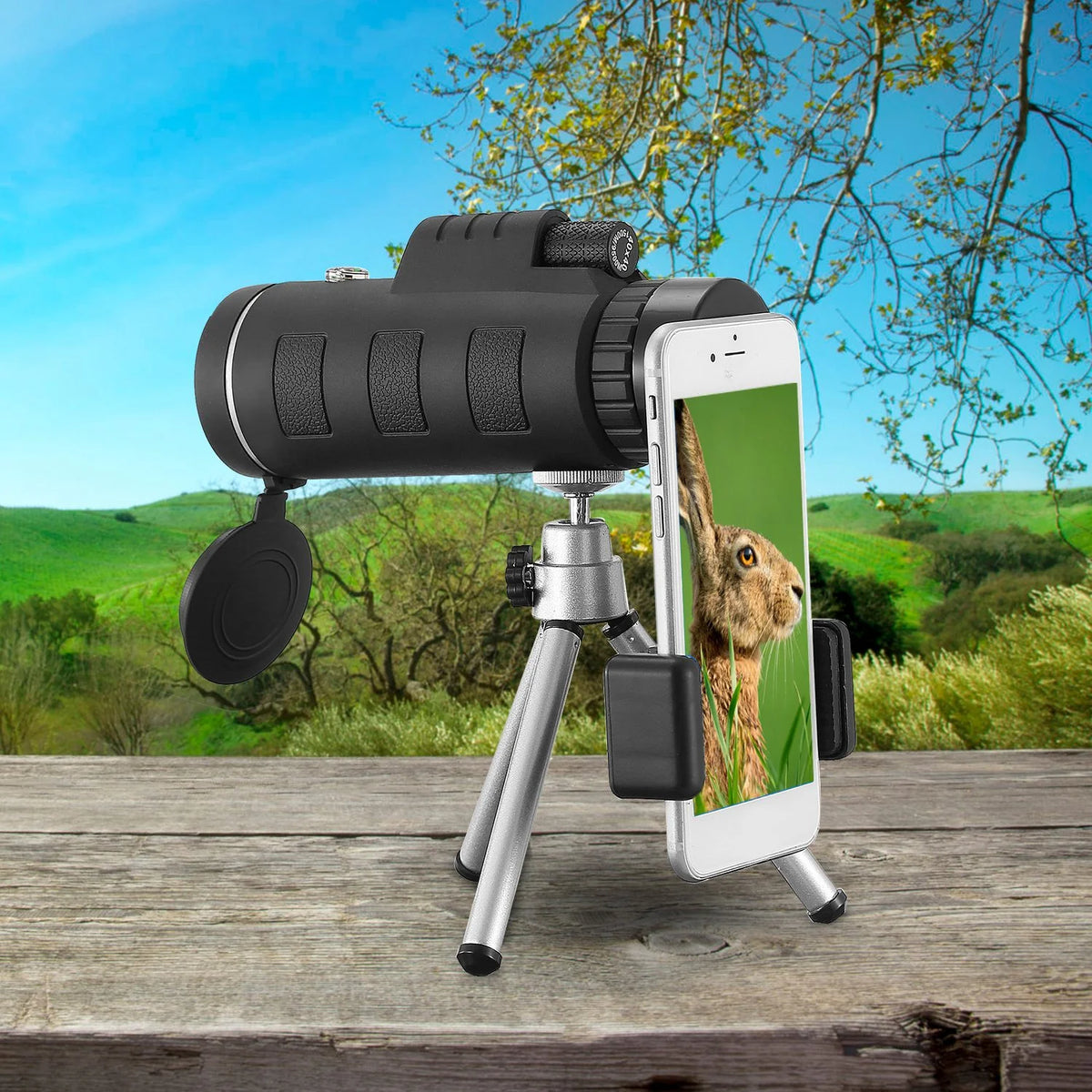 Monocular Telescope 40x40 with Phone Adapter and Tripod – image 7