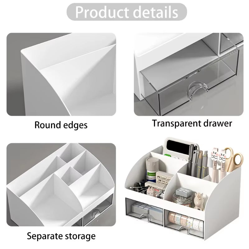 Desk Organizer Box with 6 Compartments and 2 Drawers – image 5