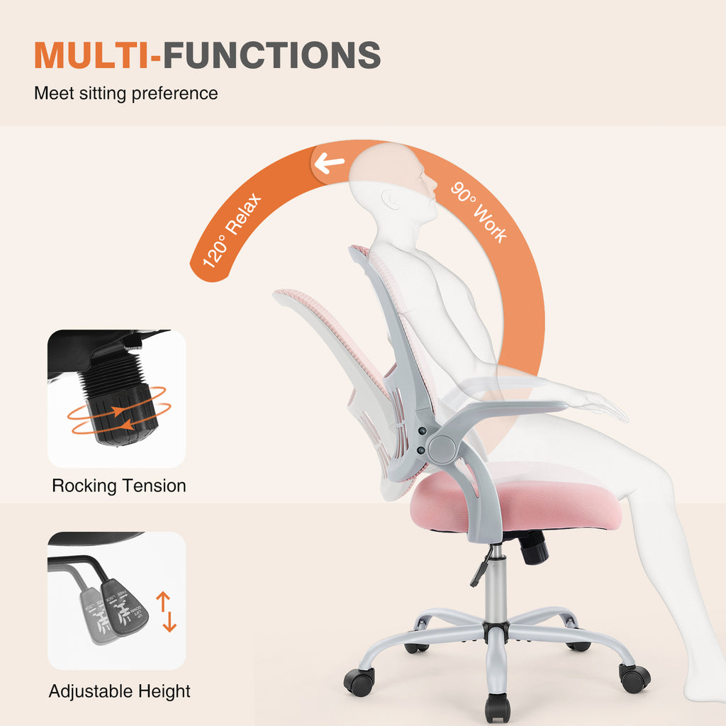 Tall Drafting Chair with Adjustable Foot Ring for Standing Desks, Pink – image 3