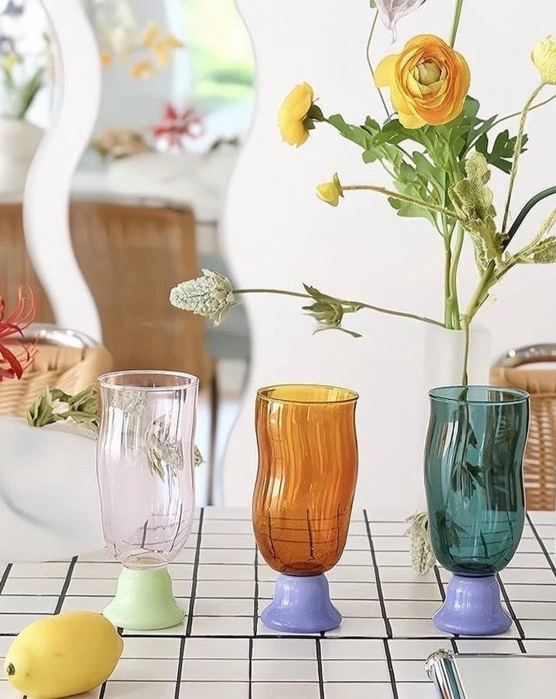 Handmade Wavy Beer Glass, 17 Oz Colored Glass Mug