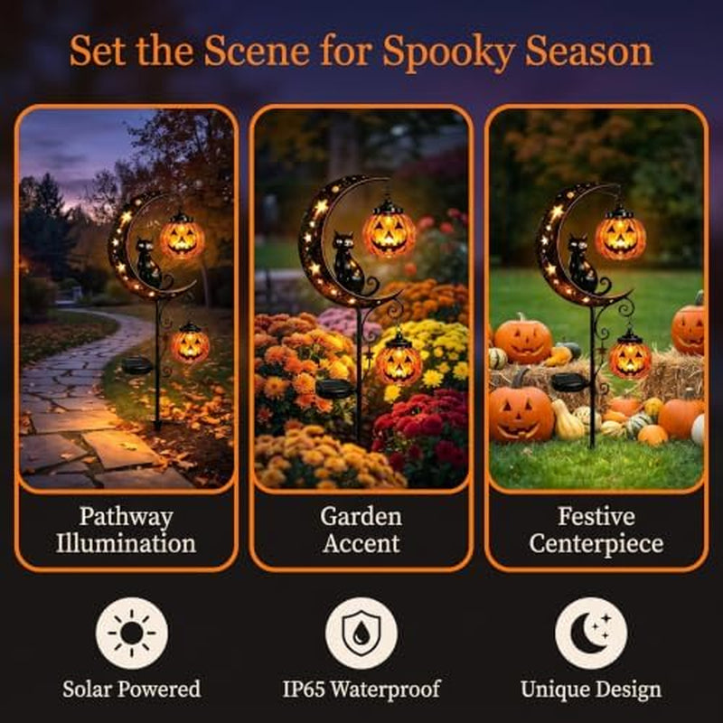 Solar Pumpkin Moon Garden Stake Light – Outdoor Halloween Yard Decor – image 5