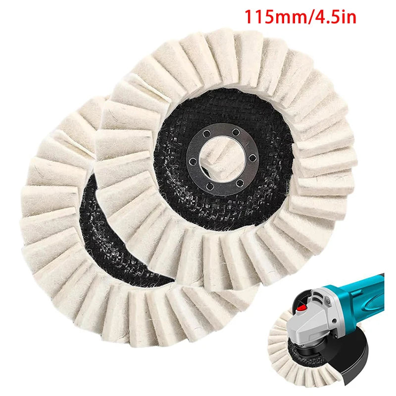 Wool Felt Polishing Wheel 2 Pack - Buffing Disc for Metal, Marble & Stone