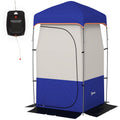 Camping Shower Privacy Tent with Solar Shower Bag and Floor, Blue – image 1
