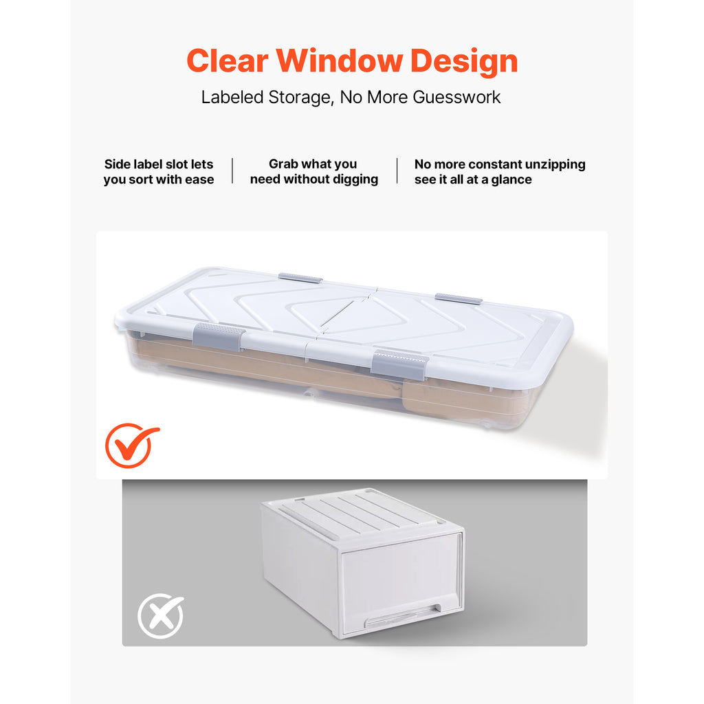 Rolling Under Bed Storage Bins with Lid, 39.8 x 20.1 x 5.9 in, 2 Pack – image 4