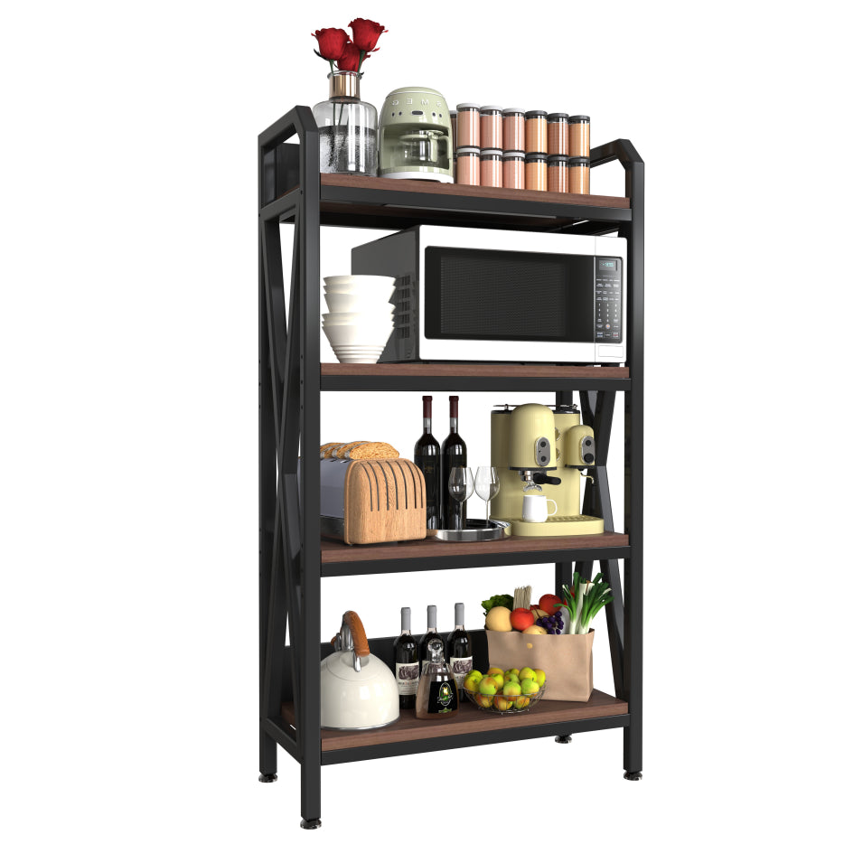 Bakers Rack, 4-Tier Metal and Wood Kitchen Storage Shelf, 56 in – image 5