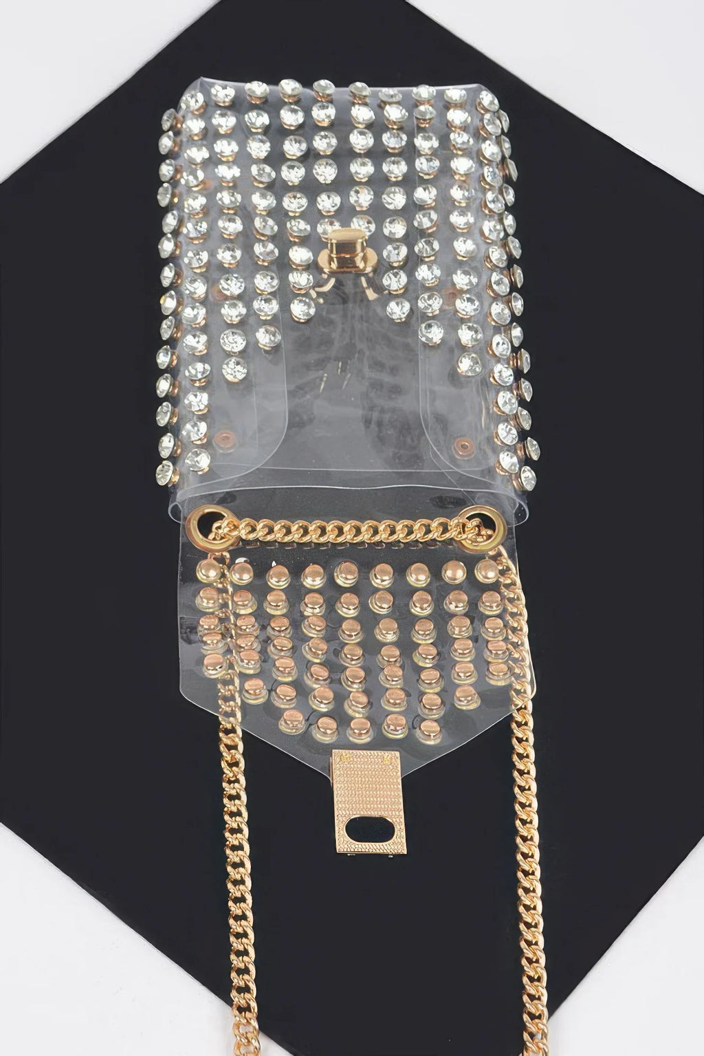 Clear Belt Bag with Rhinestones and Chain Strap, Multicolor – image 4