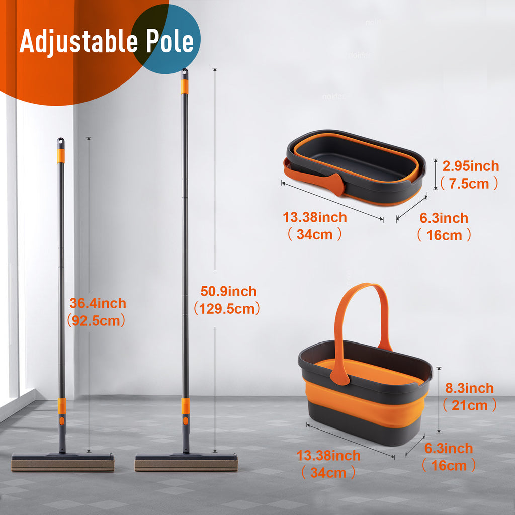 Sponge Mop and Collapsible Bucket Set – Wringer Floor Cleaner – image 4