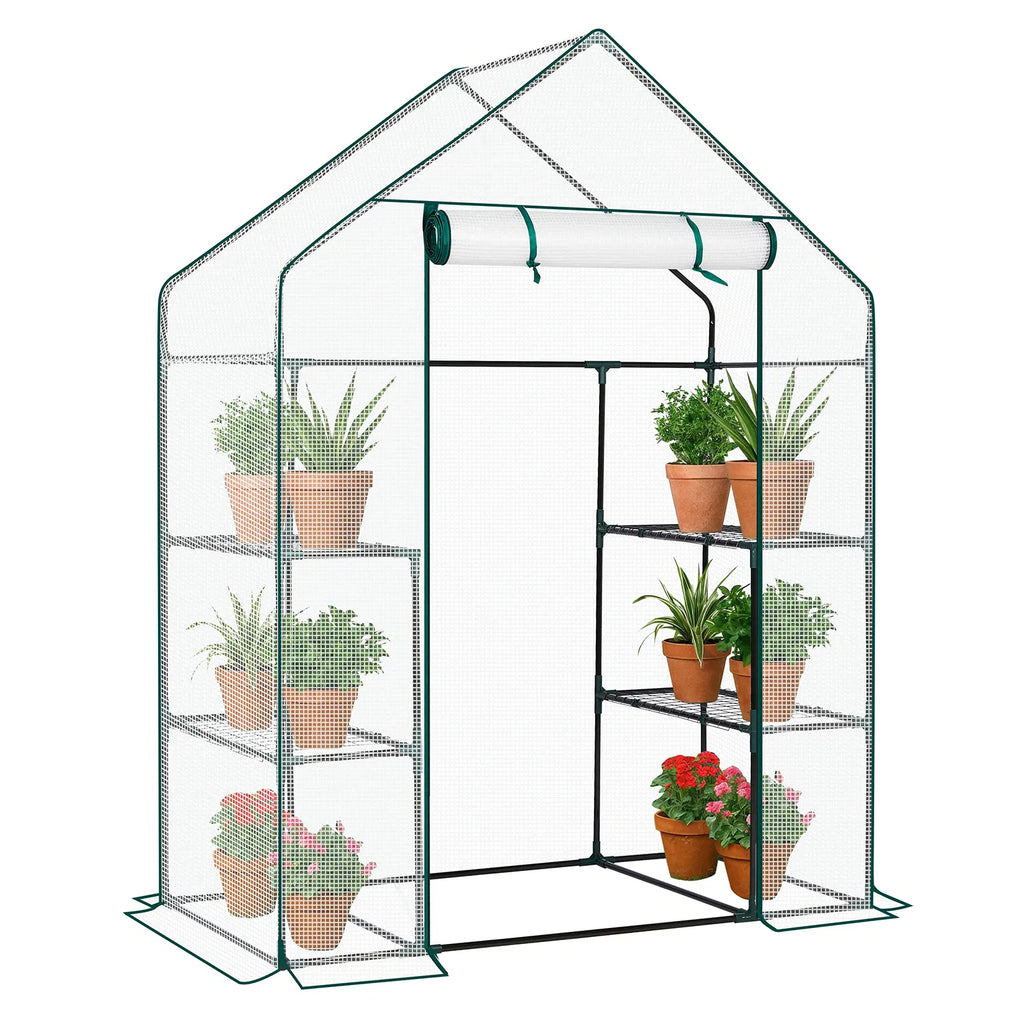 Mini Walk-In Greenhouse with PE Cover & 4 Shelves, 56x29x77 in – image 8