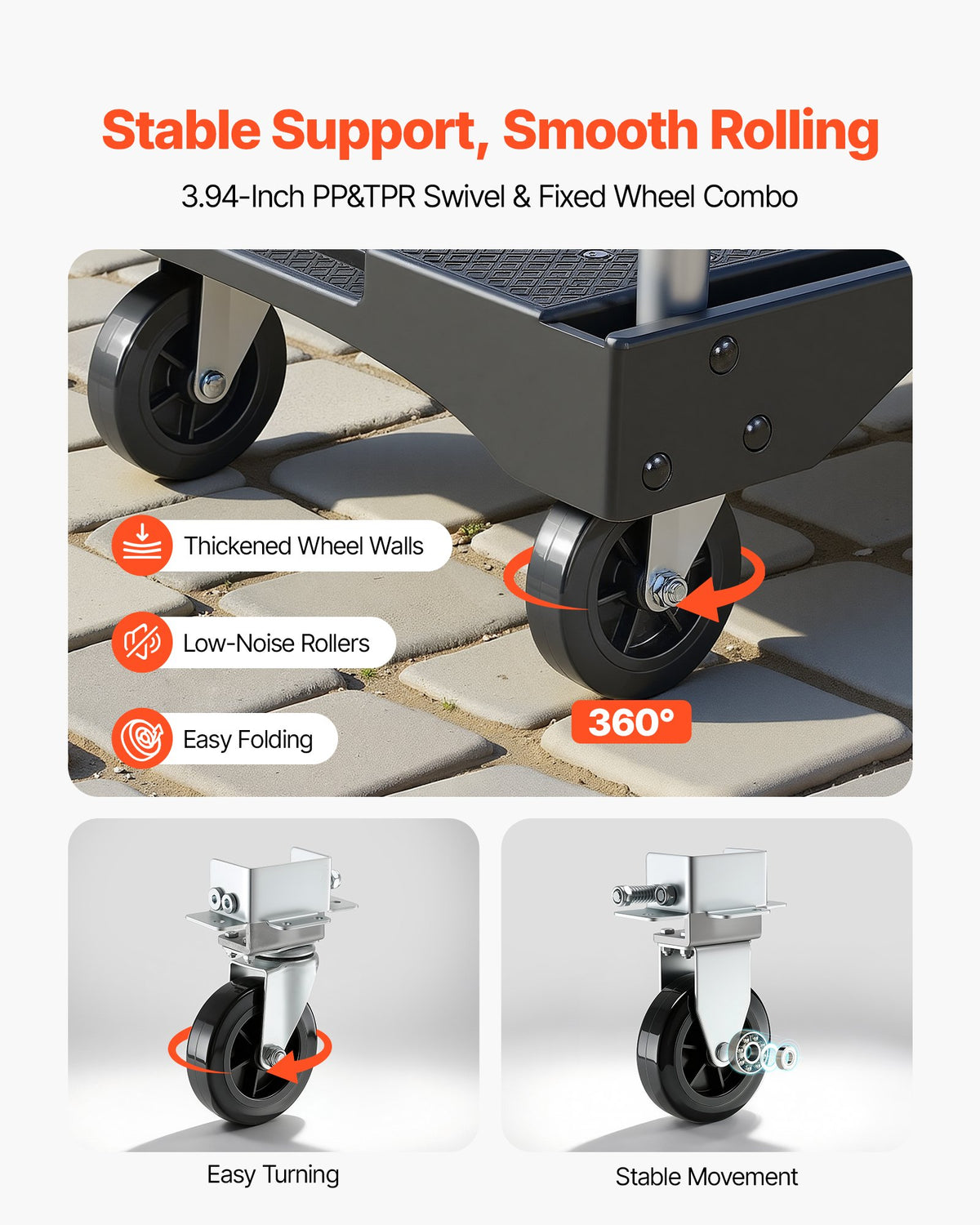 Foldable Platform Push Cart Dolly, 330 lb Flatbed Hand Truck – image 3